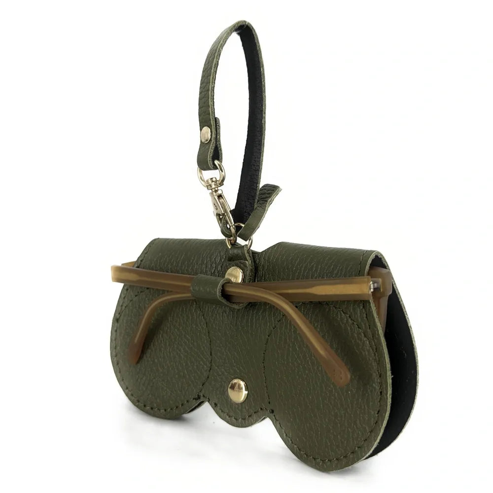 Etui à lunettes en cuir grainé PEANUT Kaki