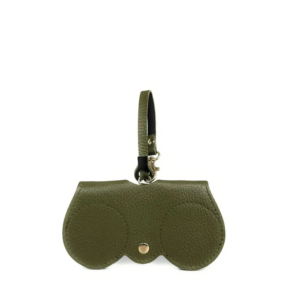 Etui à lunettes en cuir grainé PEANUT Kaki