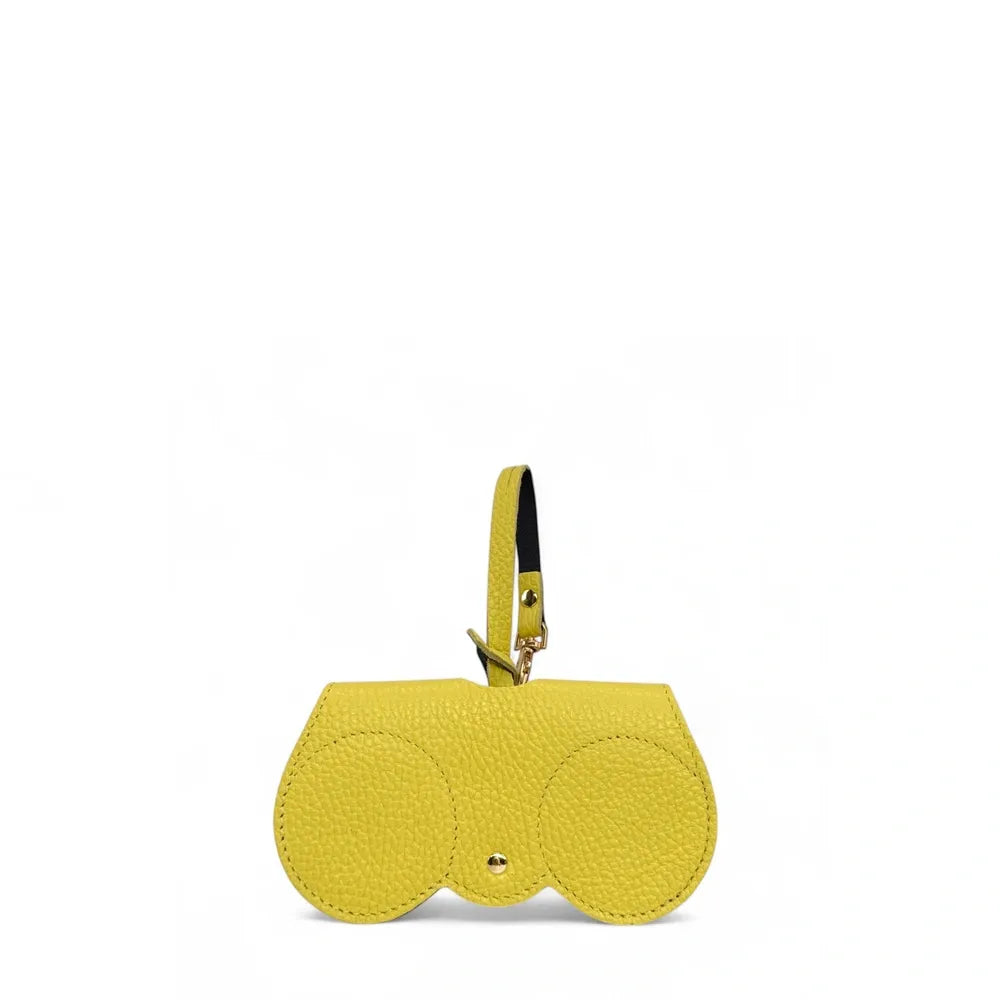 Etui à lunettes en cuir grainé PEANUT Jaune citron