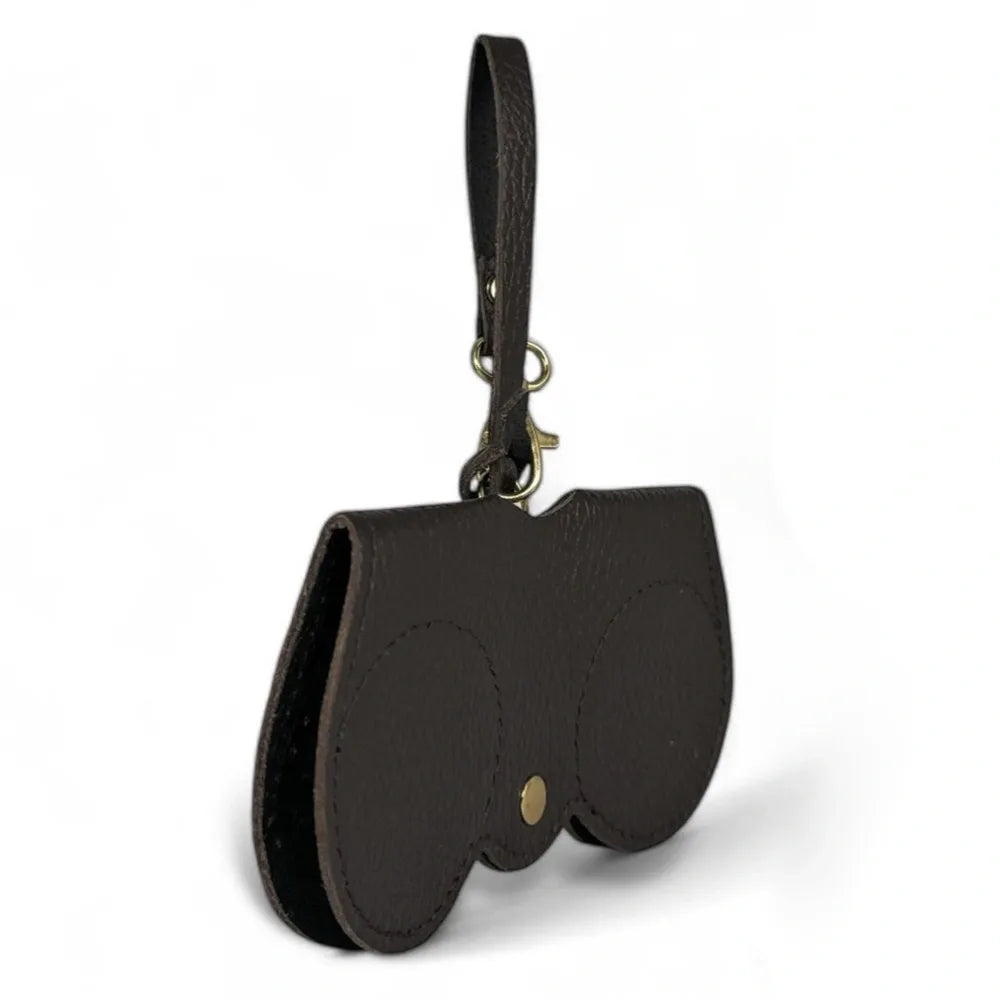 Etui à lunettes en cuir grainé PEANUT Chocolat