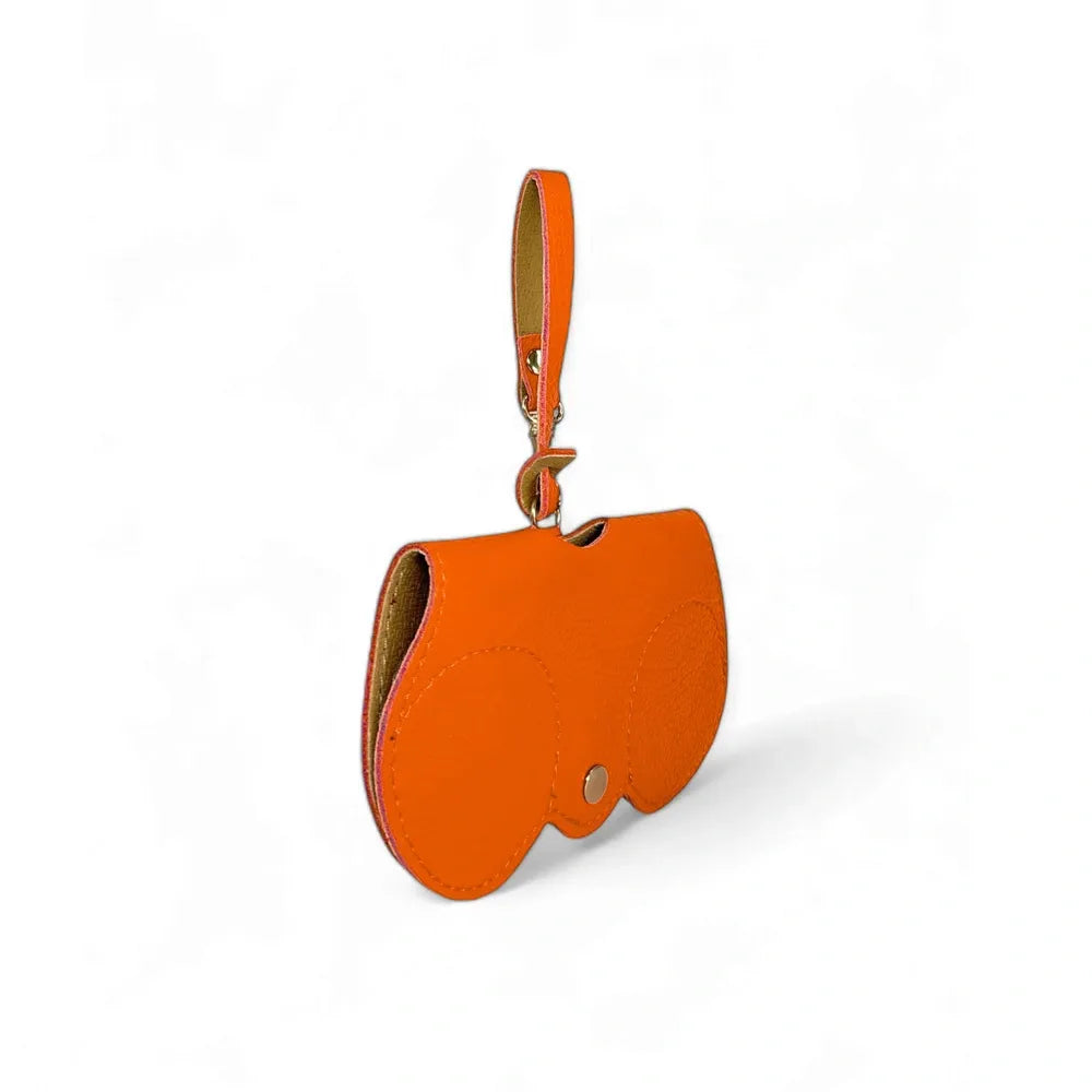 Etui à lunettes en cuir grainé PEANUT Orange