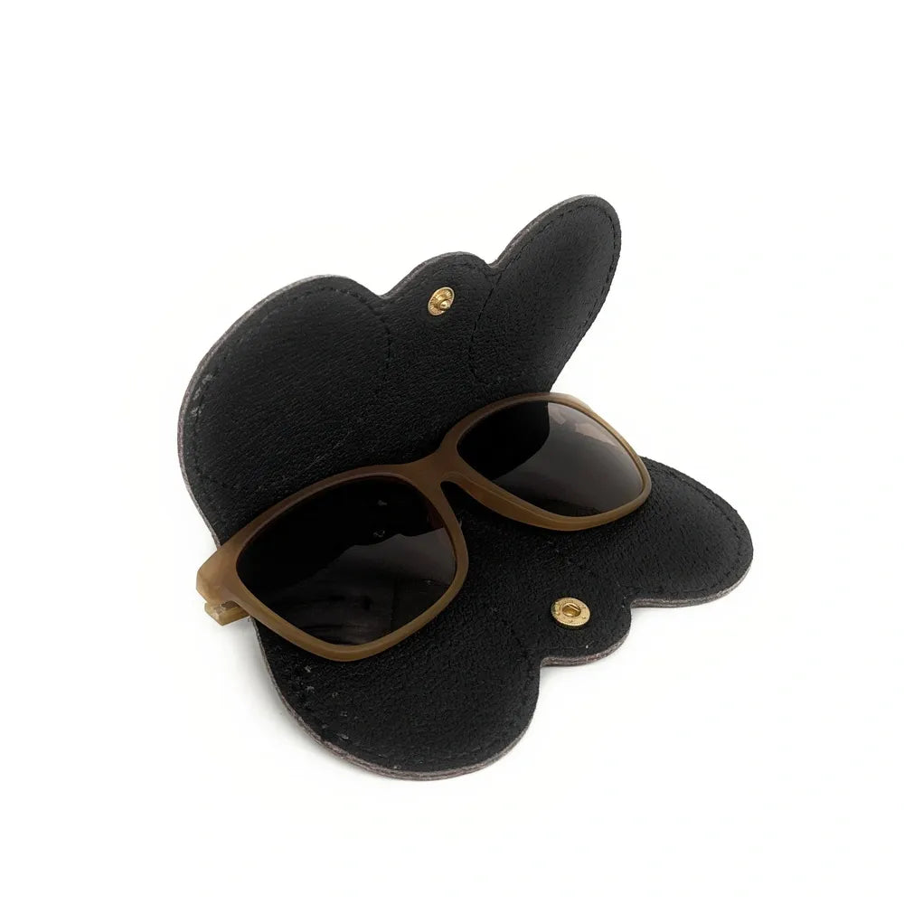 Etui à lunettes en cuir grainé PEANUT Chocolat