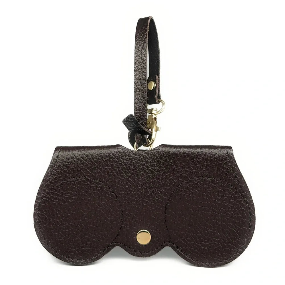 Etui à lunettes en cuir grainé PEANUT Chocolat