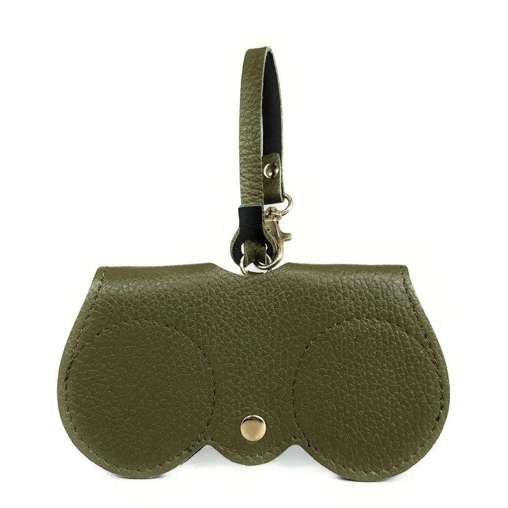 Etui à lunettes en cuir grainé PEANUT Kaki