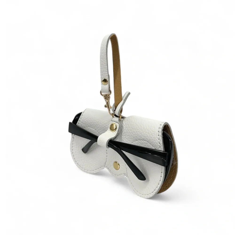 Etui à lunettes en cuir grainé PEANUT Blanc