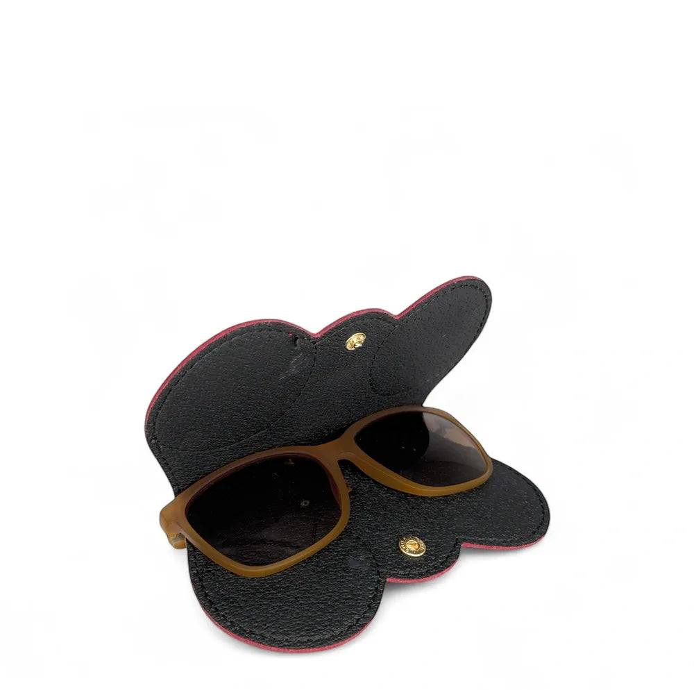 Etui à lunettes en cuir grainé PEANUT Rouge magenta