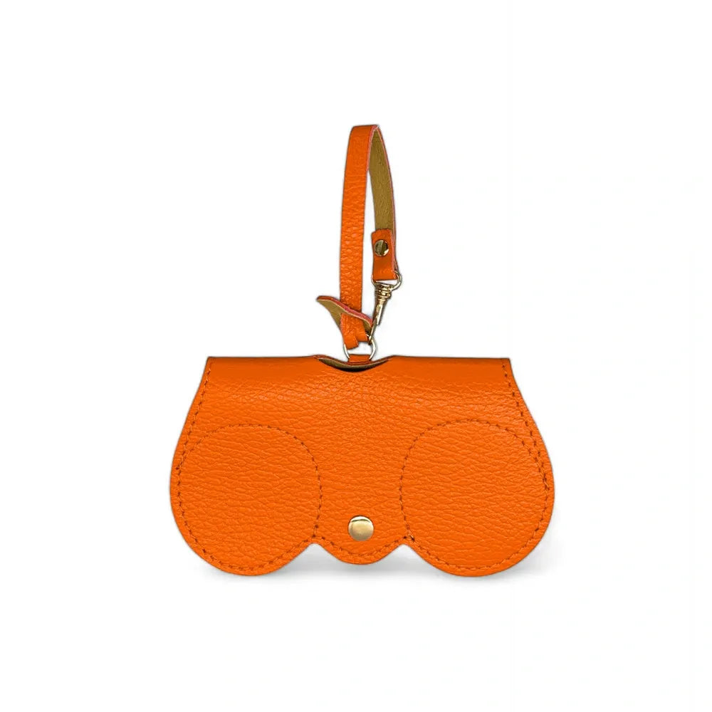 Etui à lunettes en cuir grainé PEANUT Orange