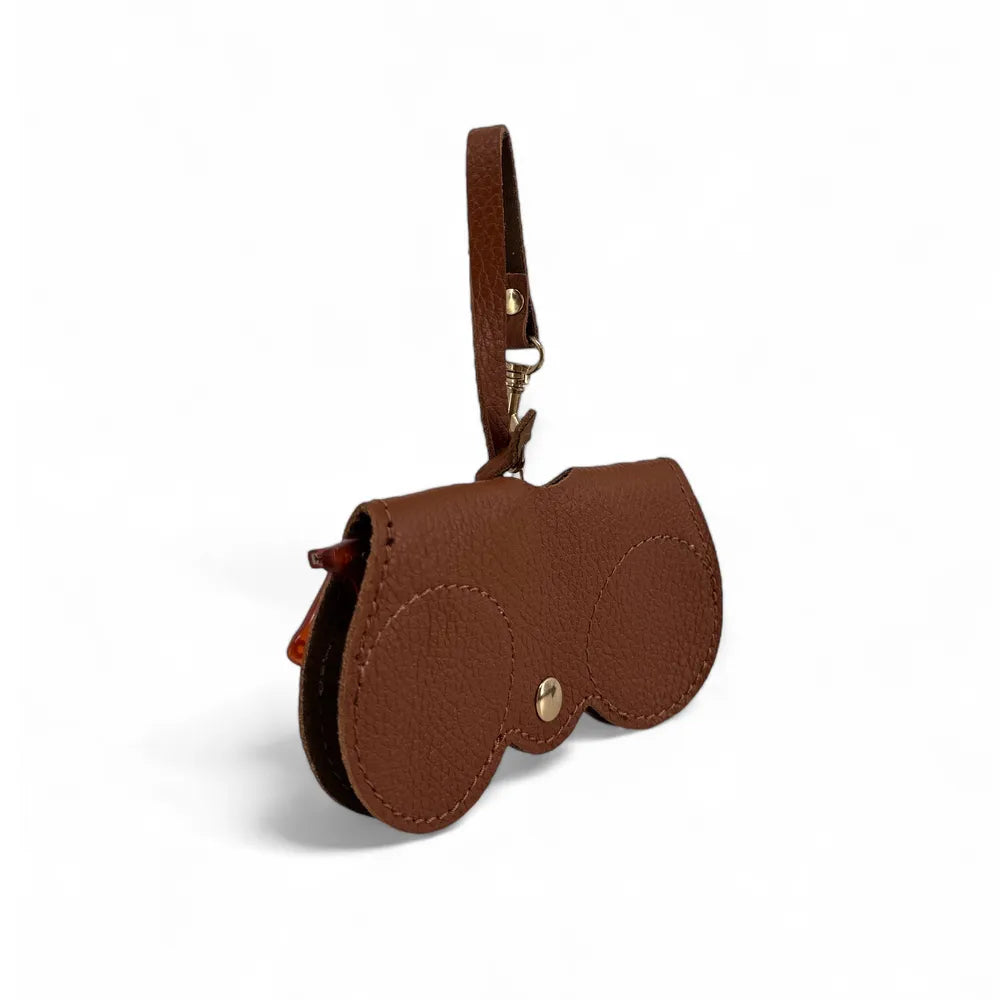 Etui à lunettes en cuir grainé PEANUT Châtaigne