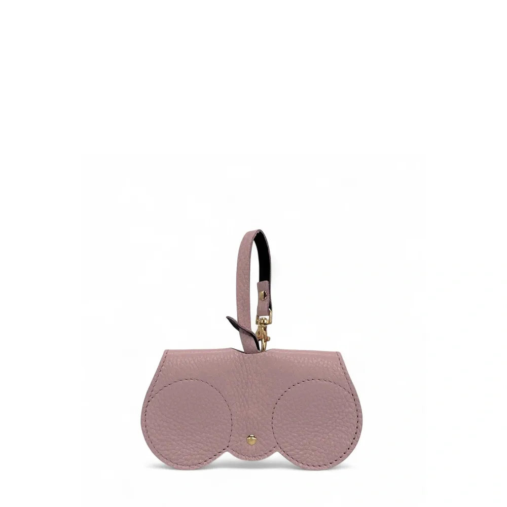 Etui à lunettes en cuir grainé PEANUT Rose poudre