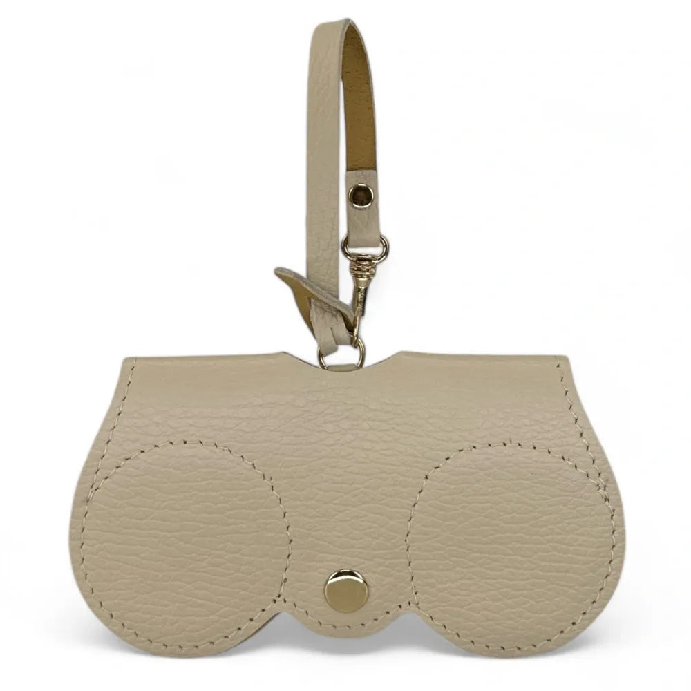 Etui à lunettes en cuir grainé PEANUT Taupe clair