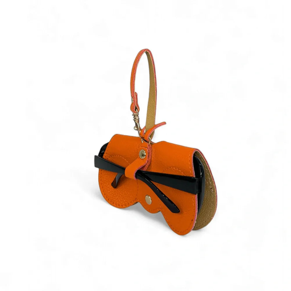 Etui à lunettes en cuir grainé PEANUT Orange