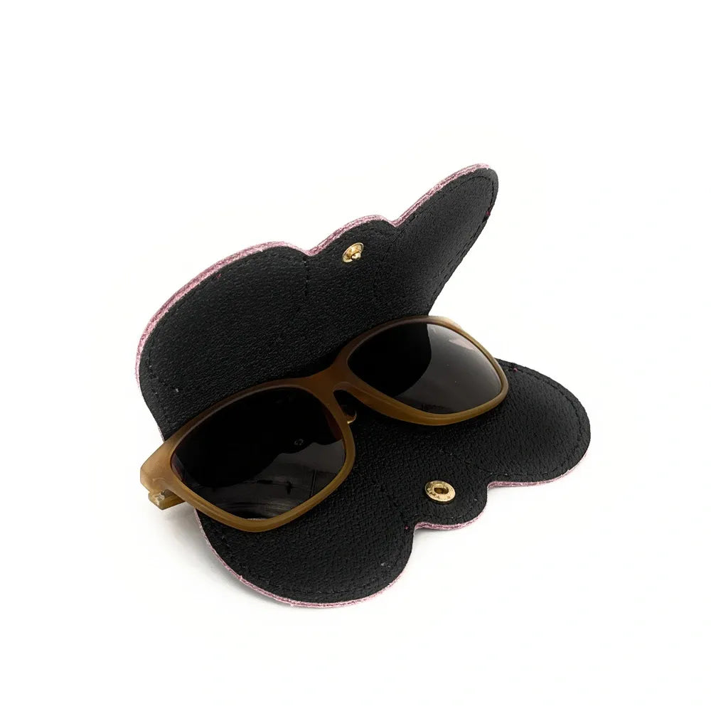 Etui à lunettes en cuir grainé PEANUT Rouge foncé