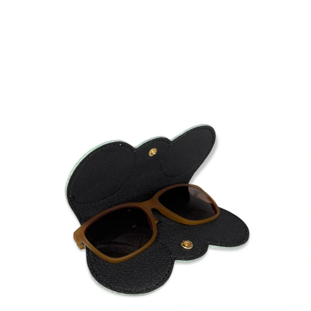 Etui à lunettes en cuir grainé PEANUT Vert pastel