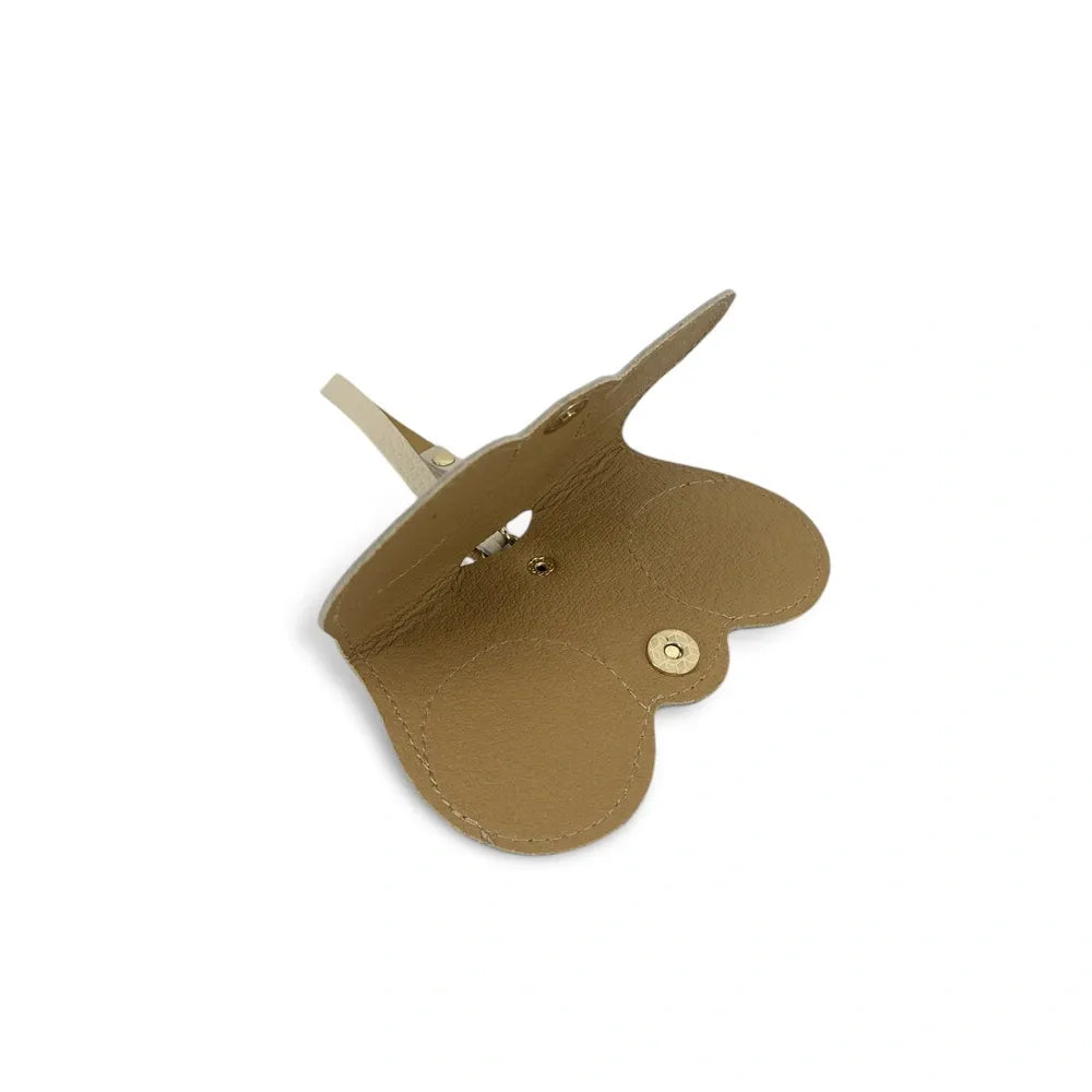 Etui à lunettes en cuir grainé PEANUT Taupe clair
