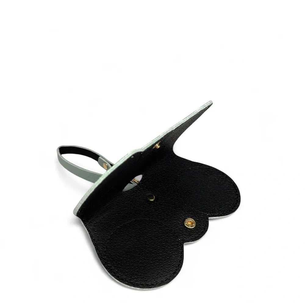 Etui à lunettes en cuir grainé PEANUT Vert pastel