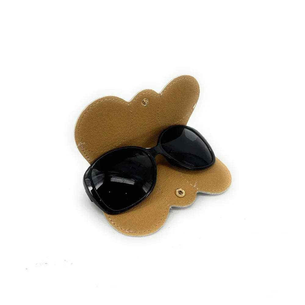 Etui à lunettes en cuir grainé PEANUT Taupe clair