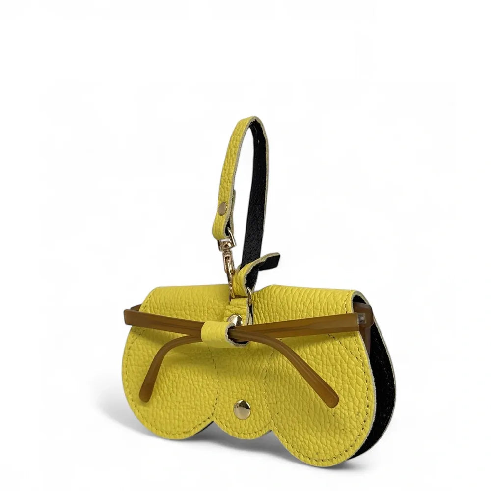 Etui à lunettes en cuir grainé PEANUT Jaune citron