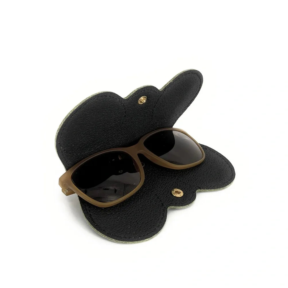 Etui à lunettes en cuir grainé PEANUT Kaki