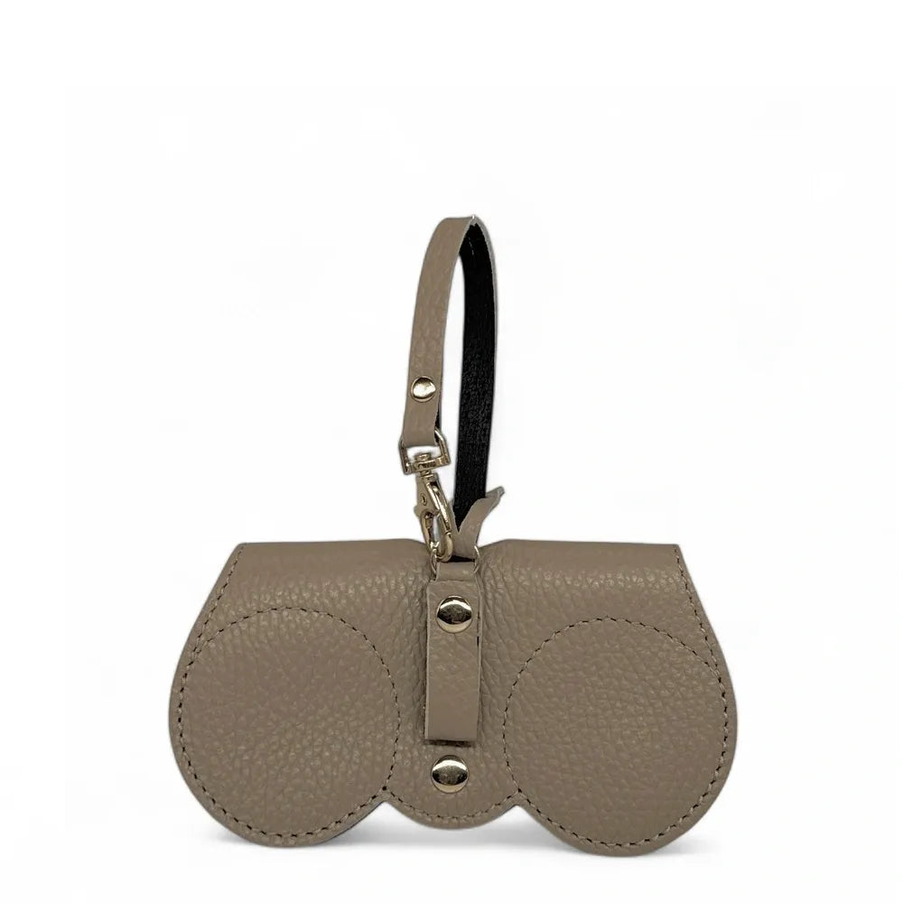 Etui à lunettes en cuir grainé PEANUT Taupe foncé