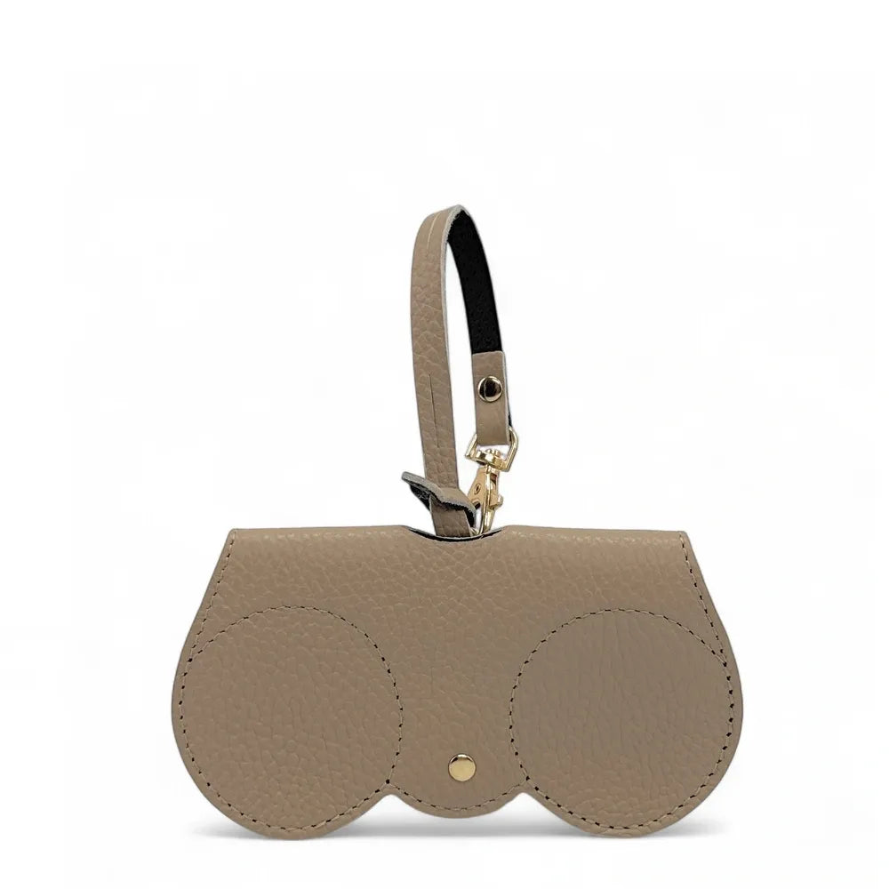 Etui à lunettes en cuir grainé PEANUT Taupe foncé