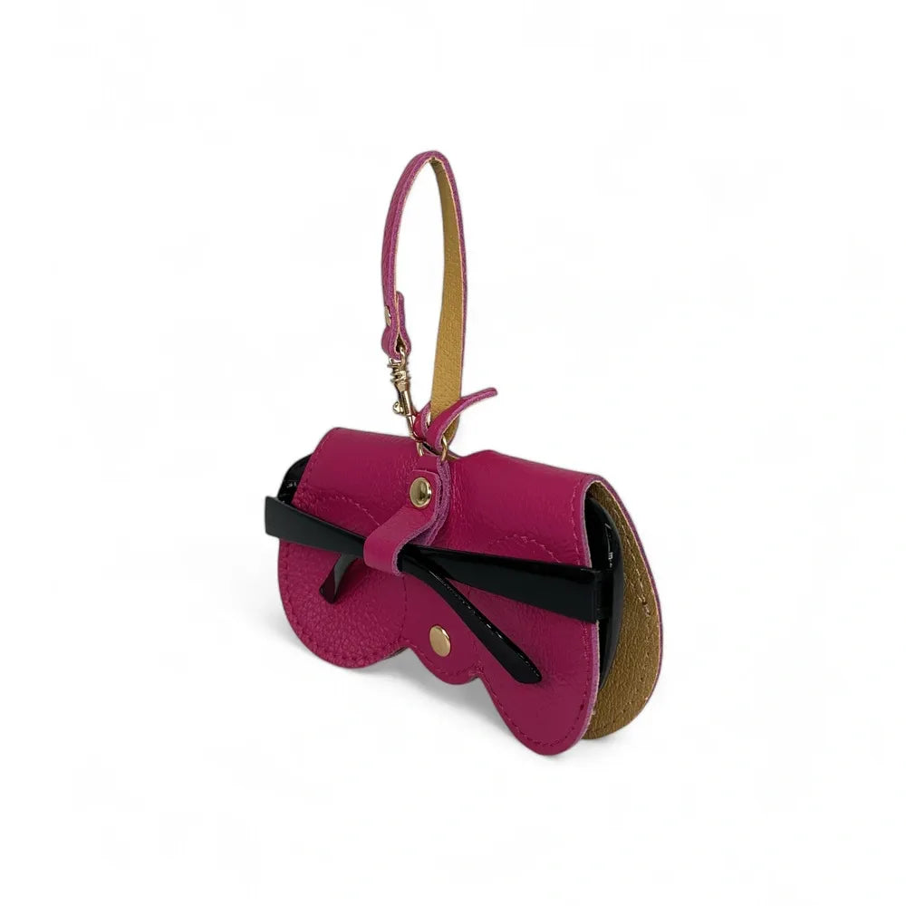 Etui à lunettes en cuir grainé PEANUT Rose fuchsia