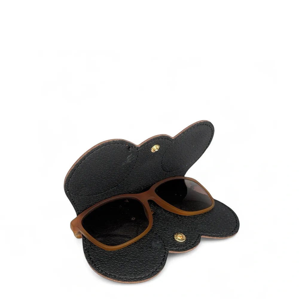 Etui à lunettes en cuir grainé PEANUT Taupe foncé