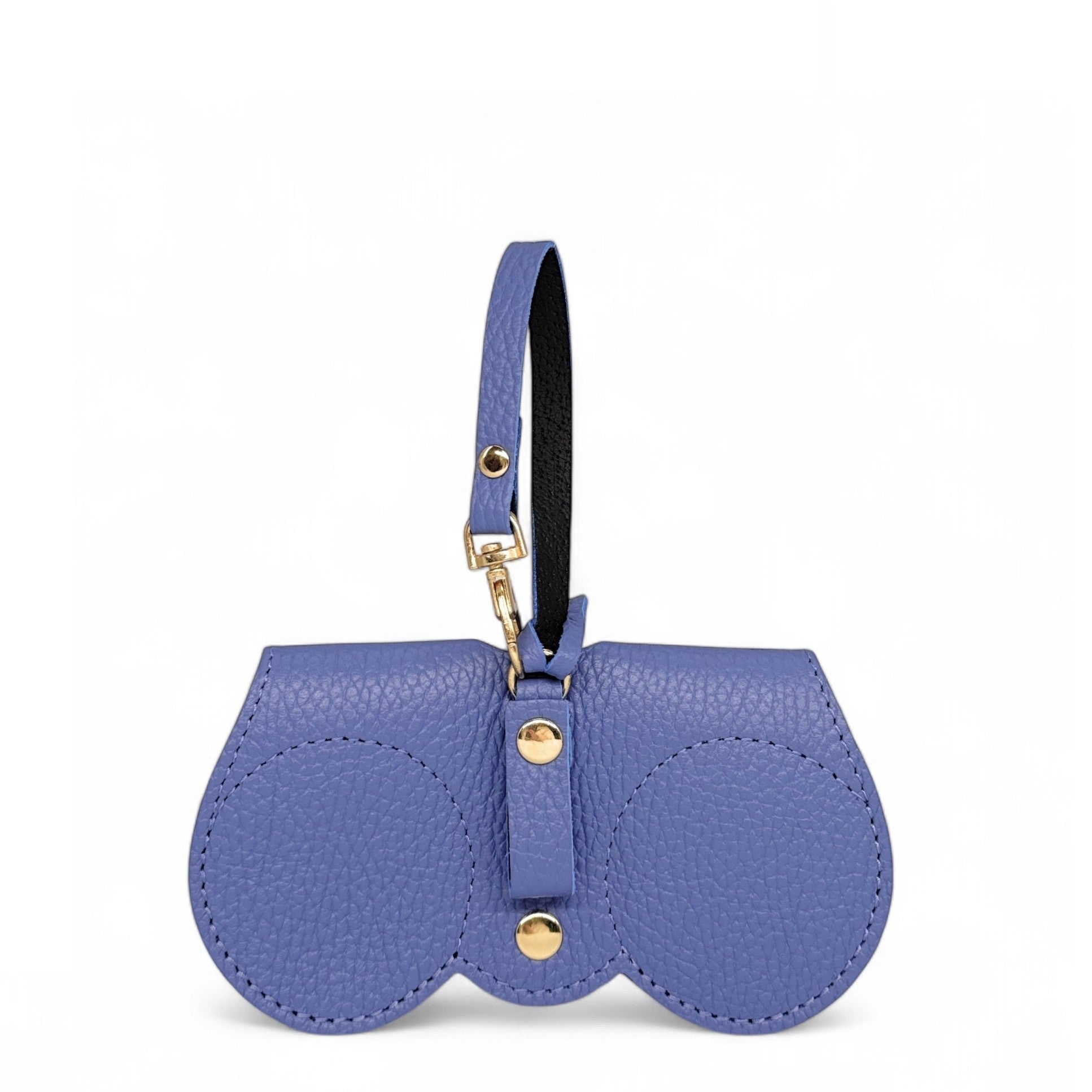 Etui à lunettes en cuir grainé PEANUT Bleu denim