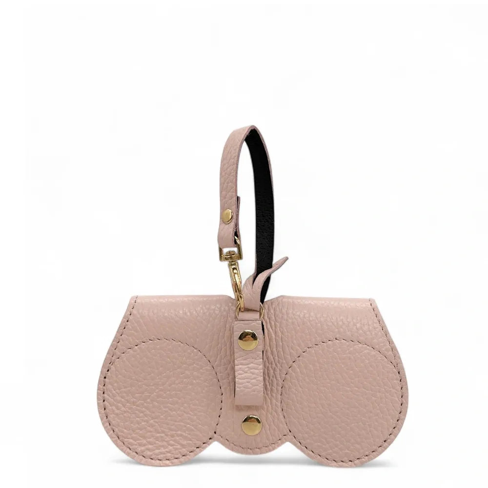 Etui à lunettes en cuir grainé PEANUT Rose nude