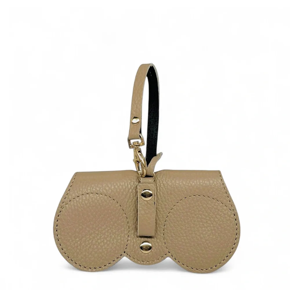 Etui à lunettes en cuir grainé PEANUT Taupe
