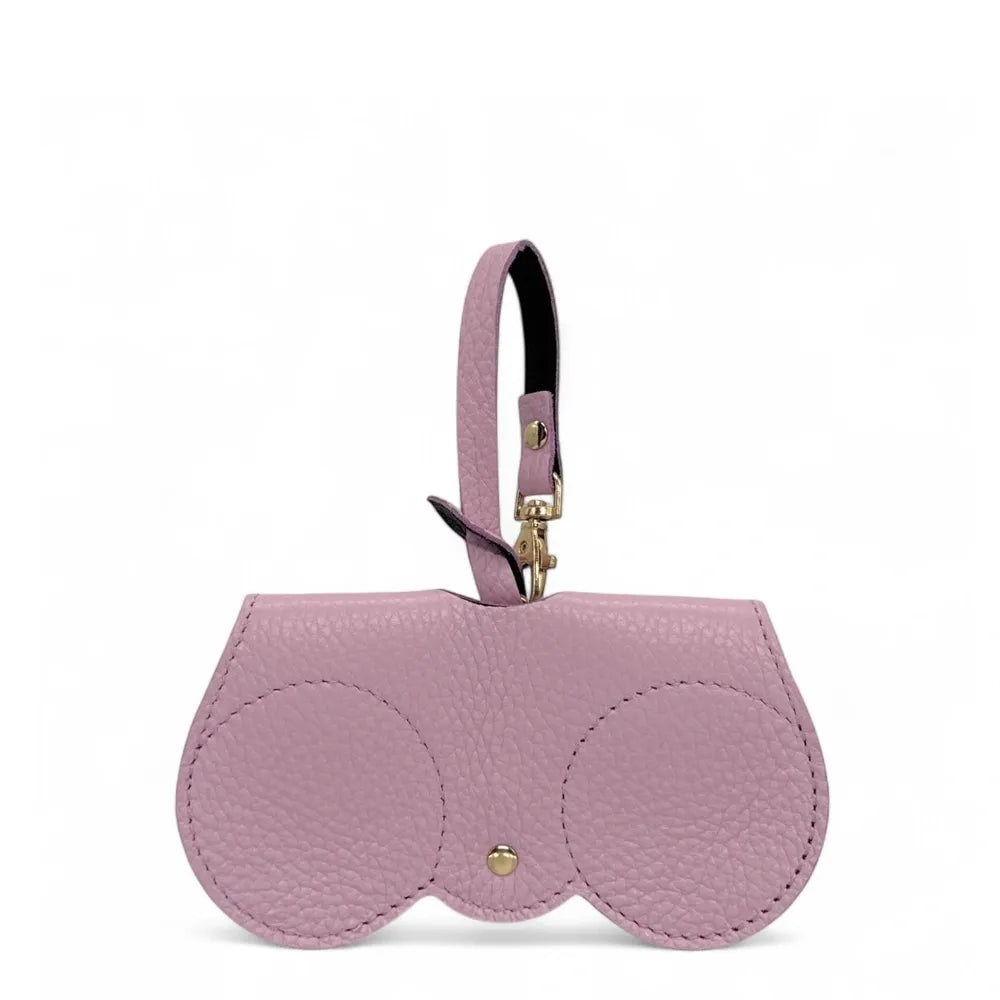 Etui à lunettes en cuir grainé PEANUT Rose bonbon