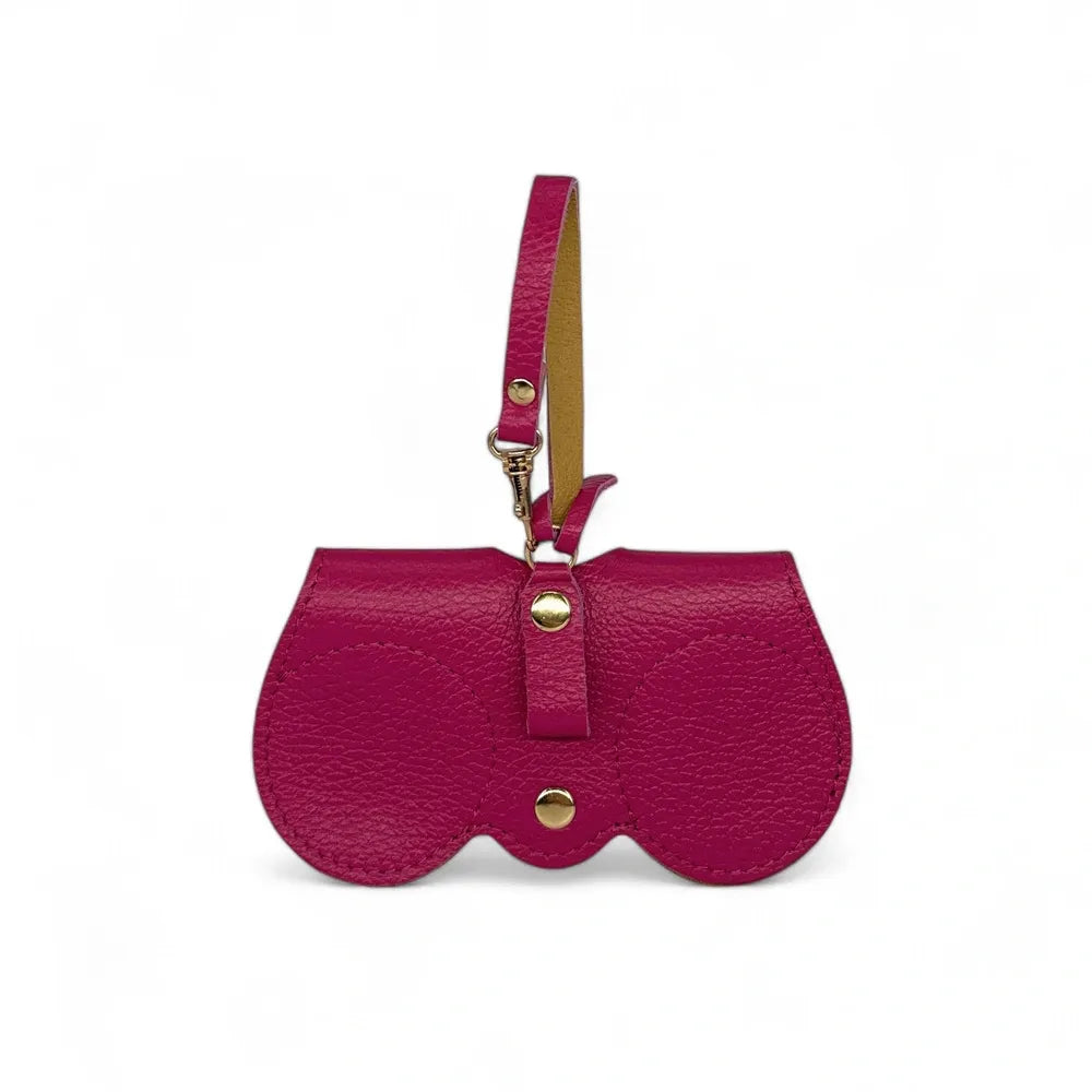 Etui à lunettes en cuir grainé PEANUT Rose fuchsia