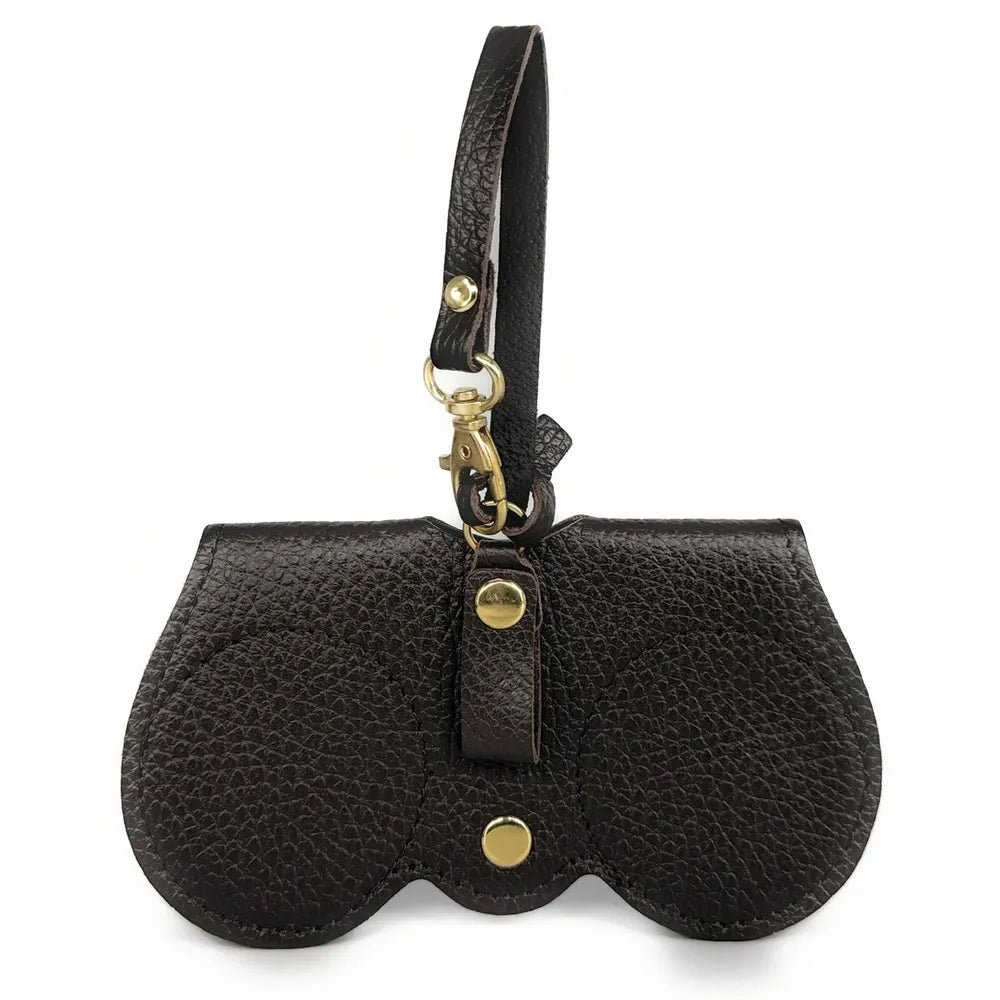 Etui à lunettes en cuir grainé PEANUT Chocolat