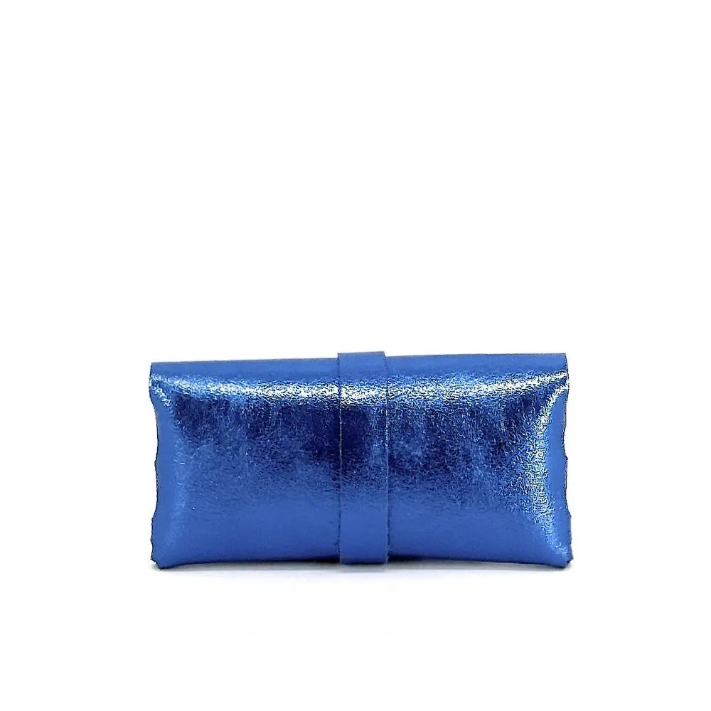 Étui à lunettes en cuir irisé LUMOS Bleu roi irisé
