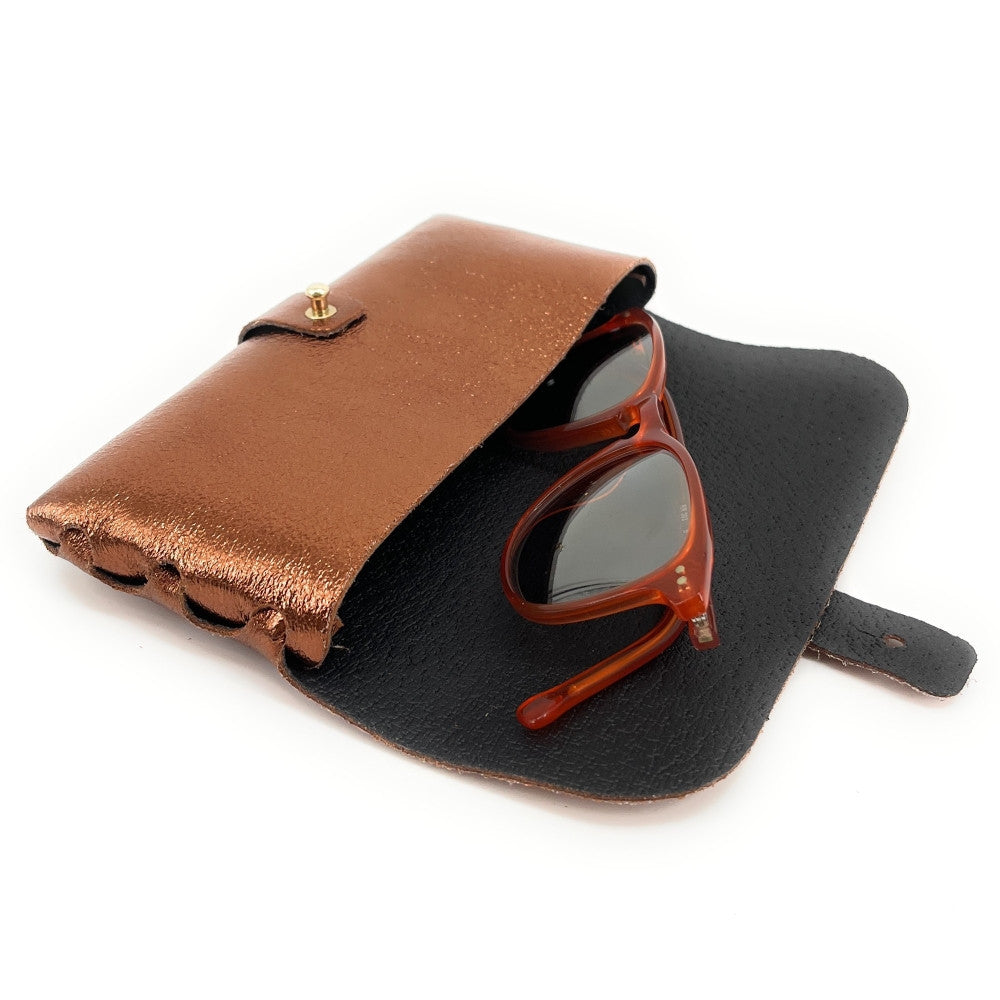 Étui à lunettes en cuir irisé LUMOS Bronze