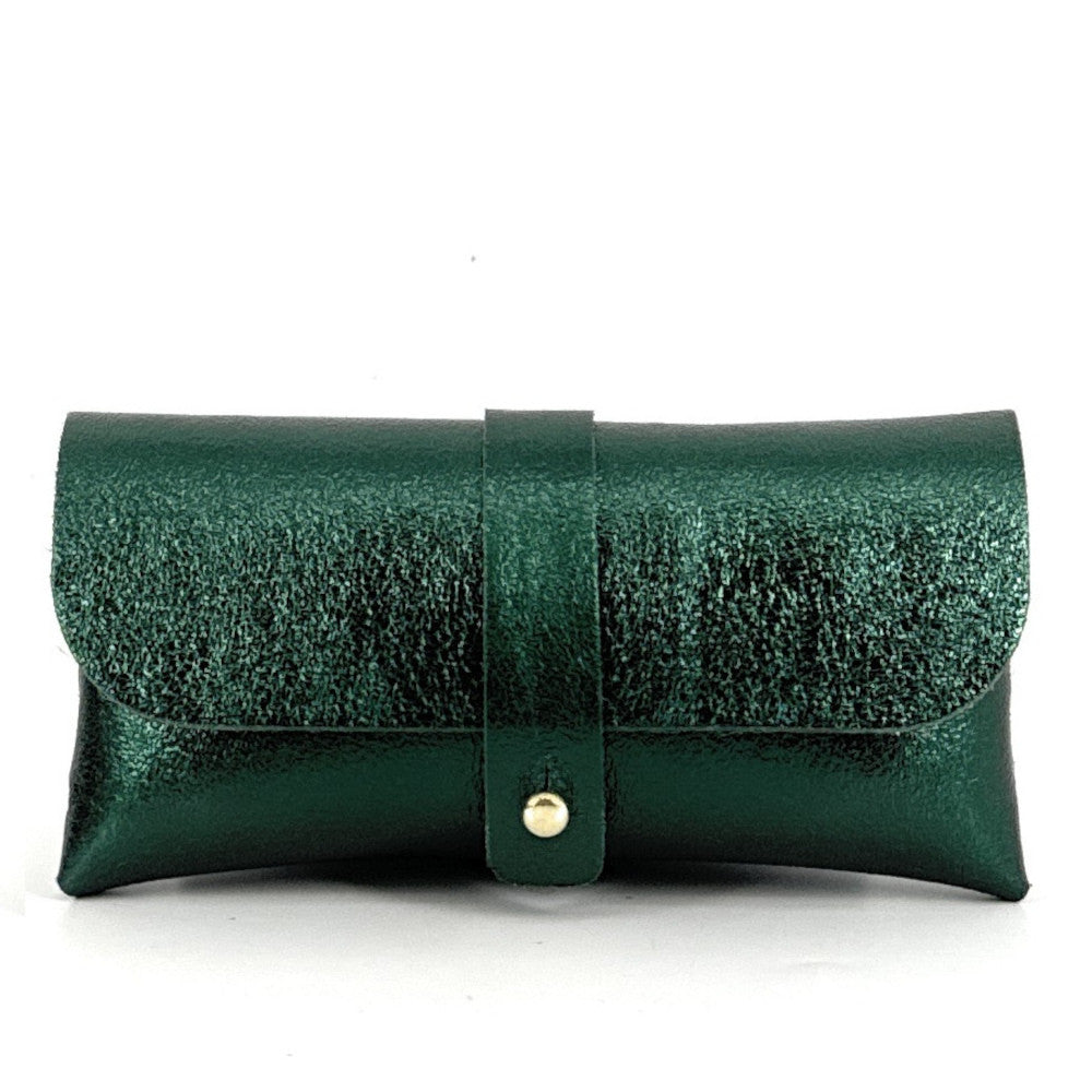 Étui à lunettes en cuir irisé LUMOS Vert forêt irisé