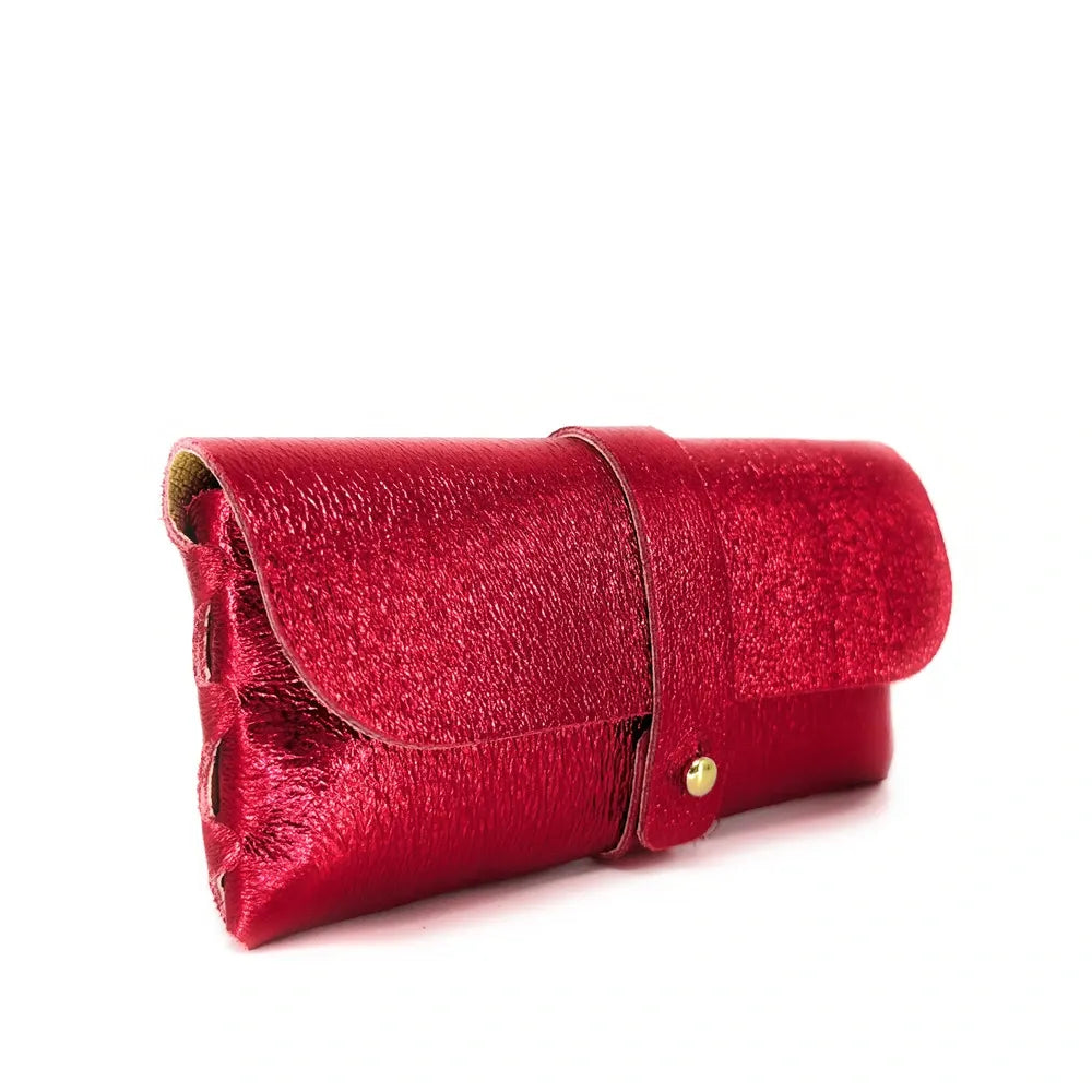 Étui à lunettes en cuir irisé LUMOS Rouge irisé