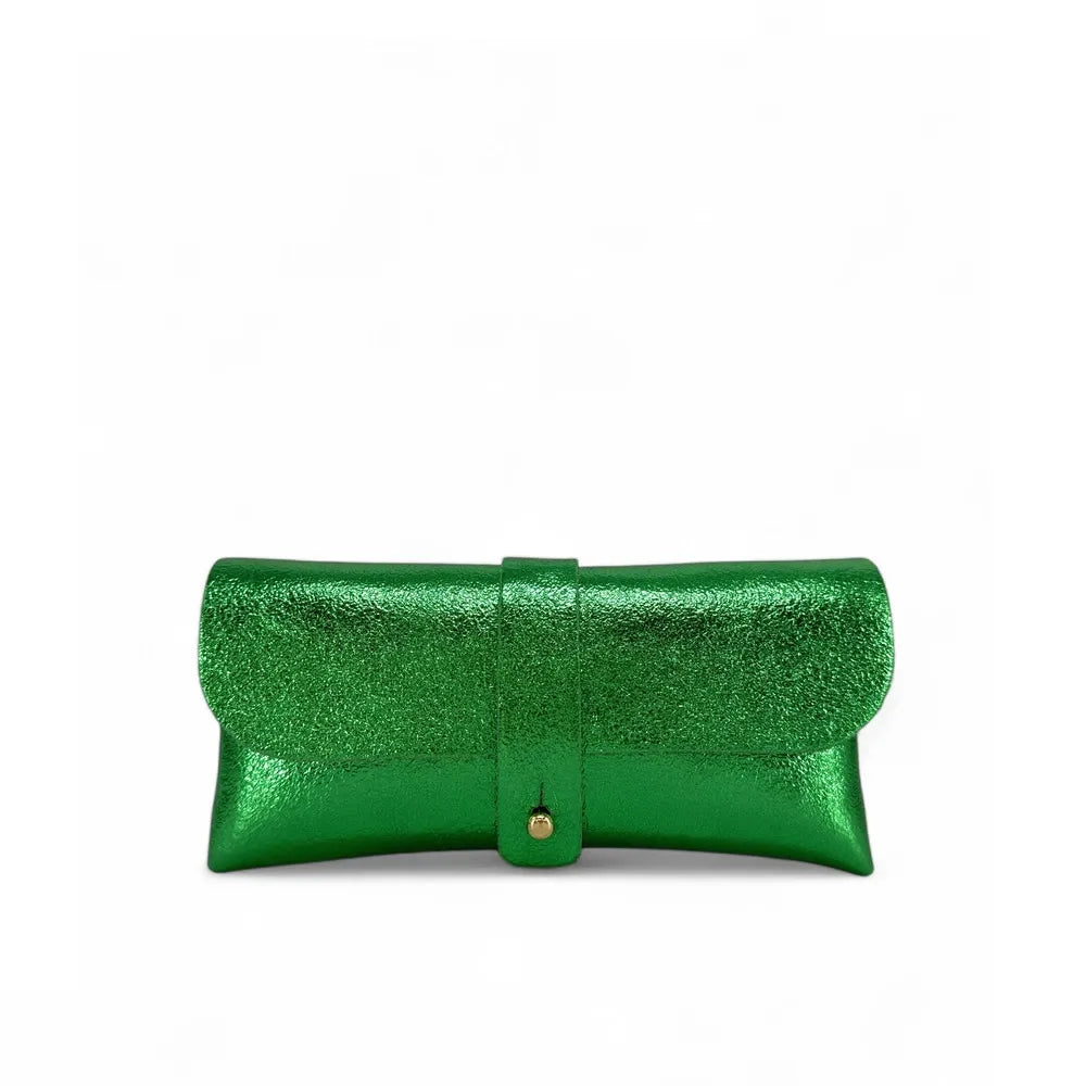 Étui à lunettes en cuir irisé LUMOS Vert anglais irisé