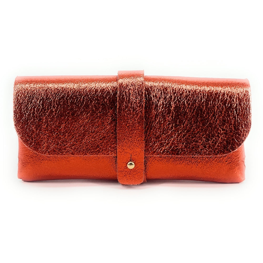 Étui à lunettes en cuir irisé LUMOS Orange