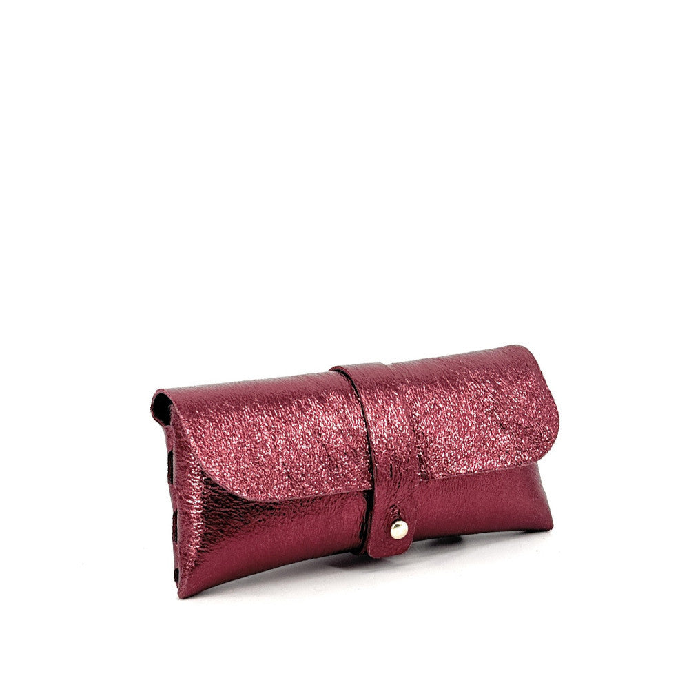 Étui à lunettes en cuir irisé LUMOS Framboise irisé