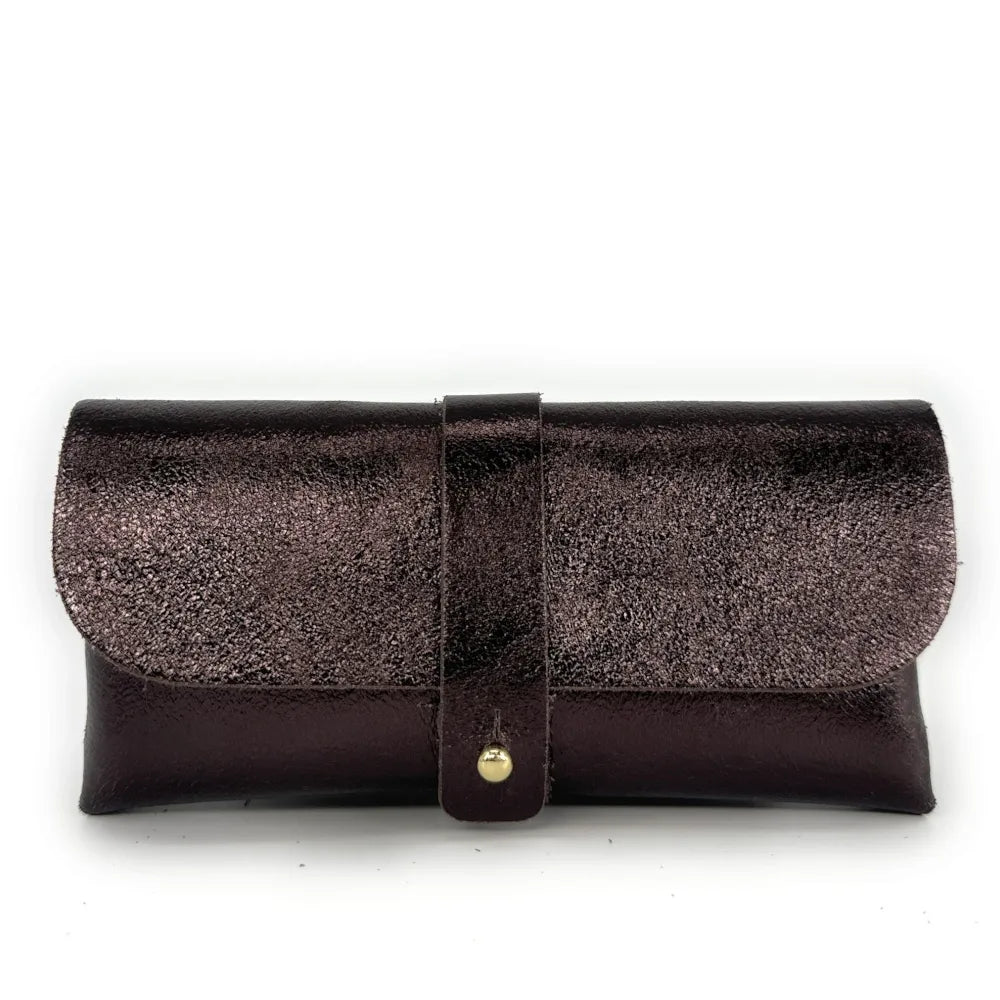 Étui à lunettes en cuir irisé LUMOS Chocolat irisé