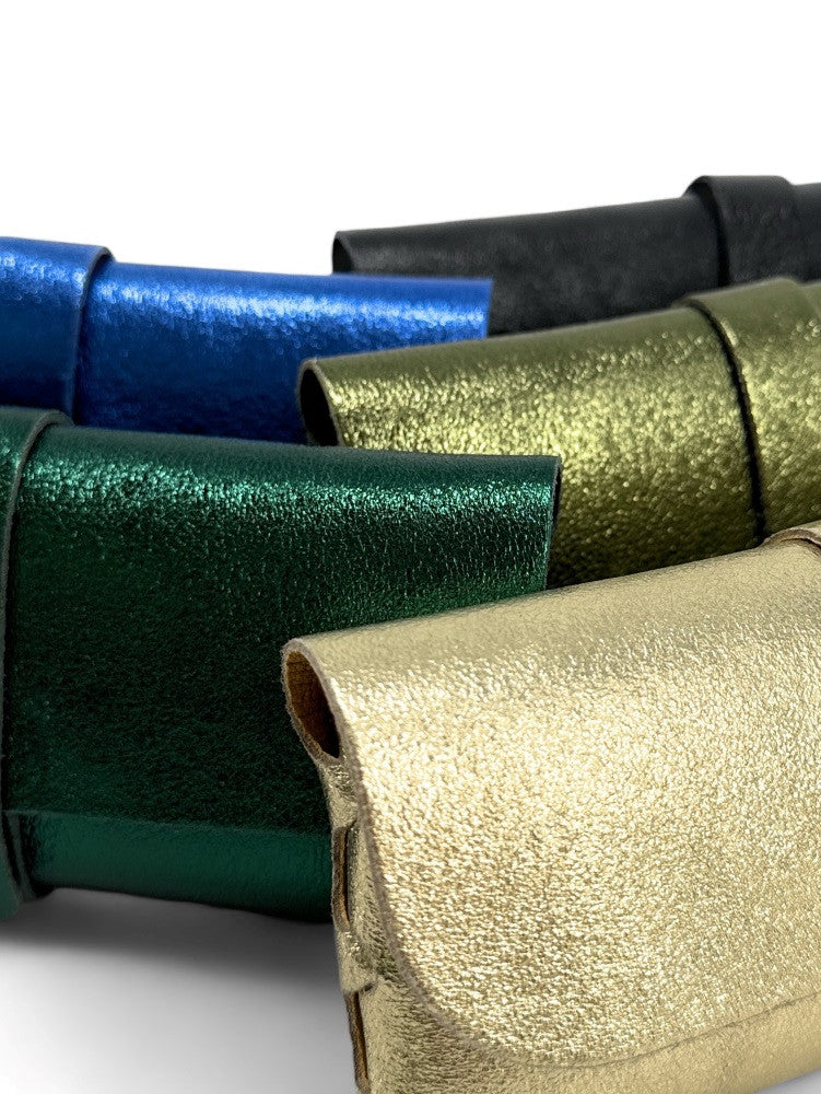 Étui à lunettes en cuir irisé LUMOS Vert anglais irisé