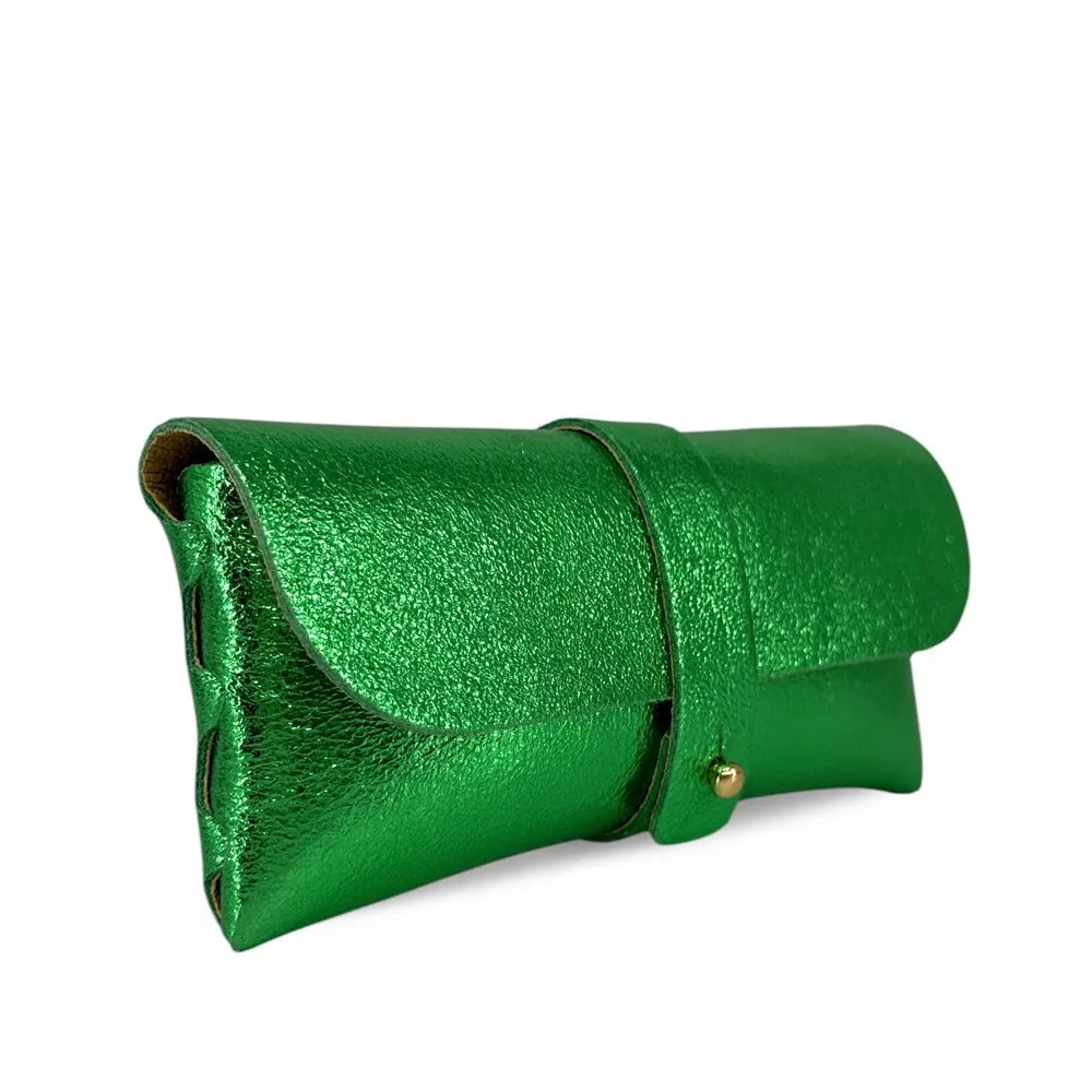 Étui à lunettes en cuir irisé LUMOS Vert anglais irisé