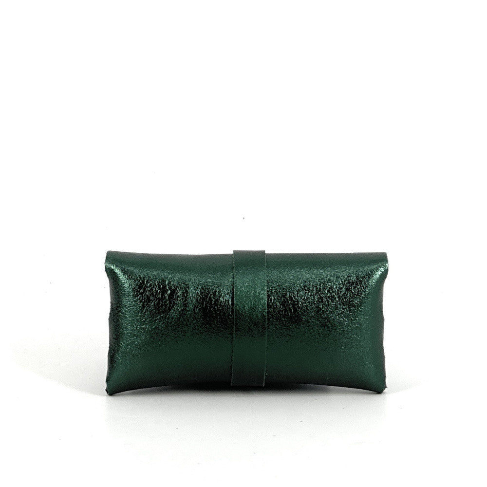 Étui à lunettes en cuir irisé LUMOS Vert forêt irisé