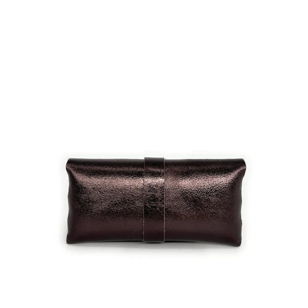Étui à lunettes en cuir irisé LUMOS Chocolat irisé