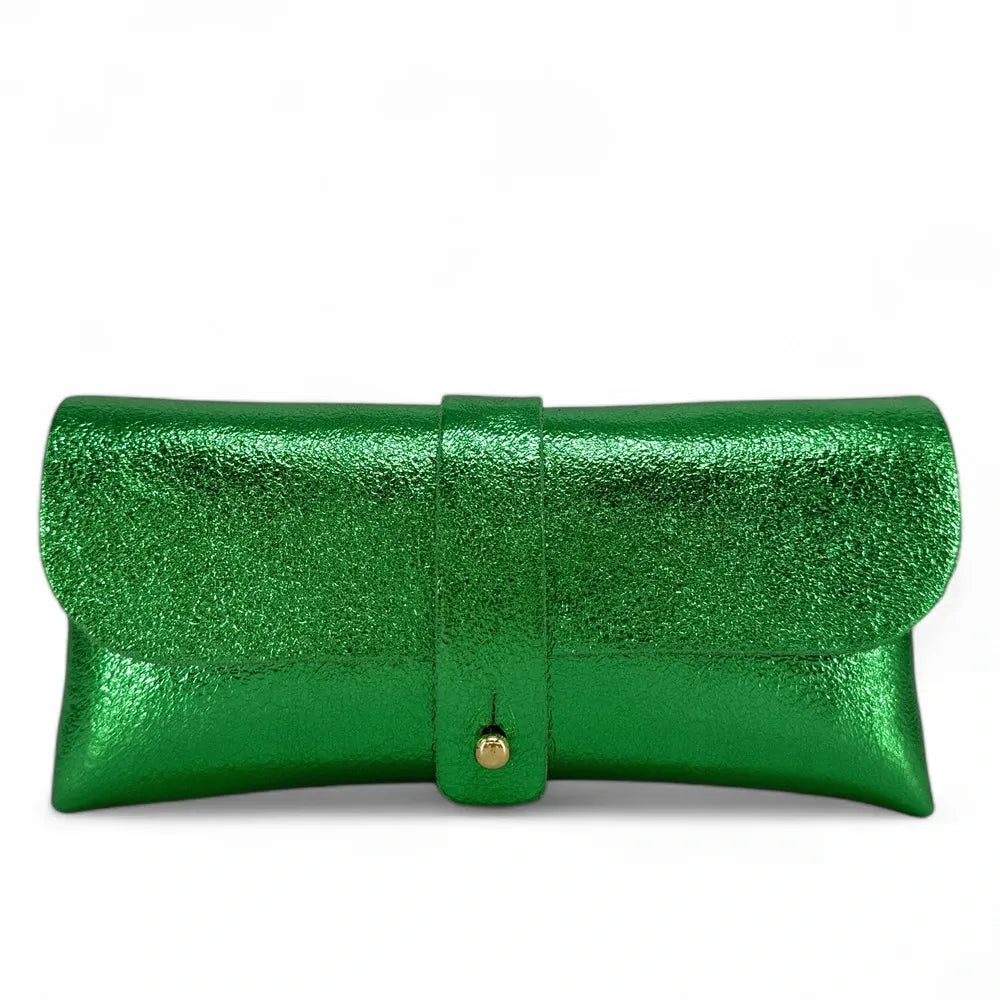 Étui à lunettes en cuir irisé LUMOS Vert anglais irisé