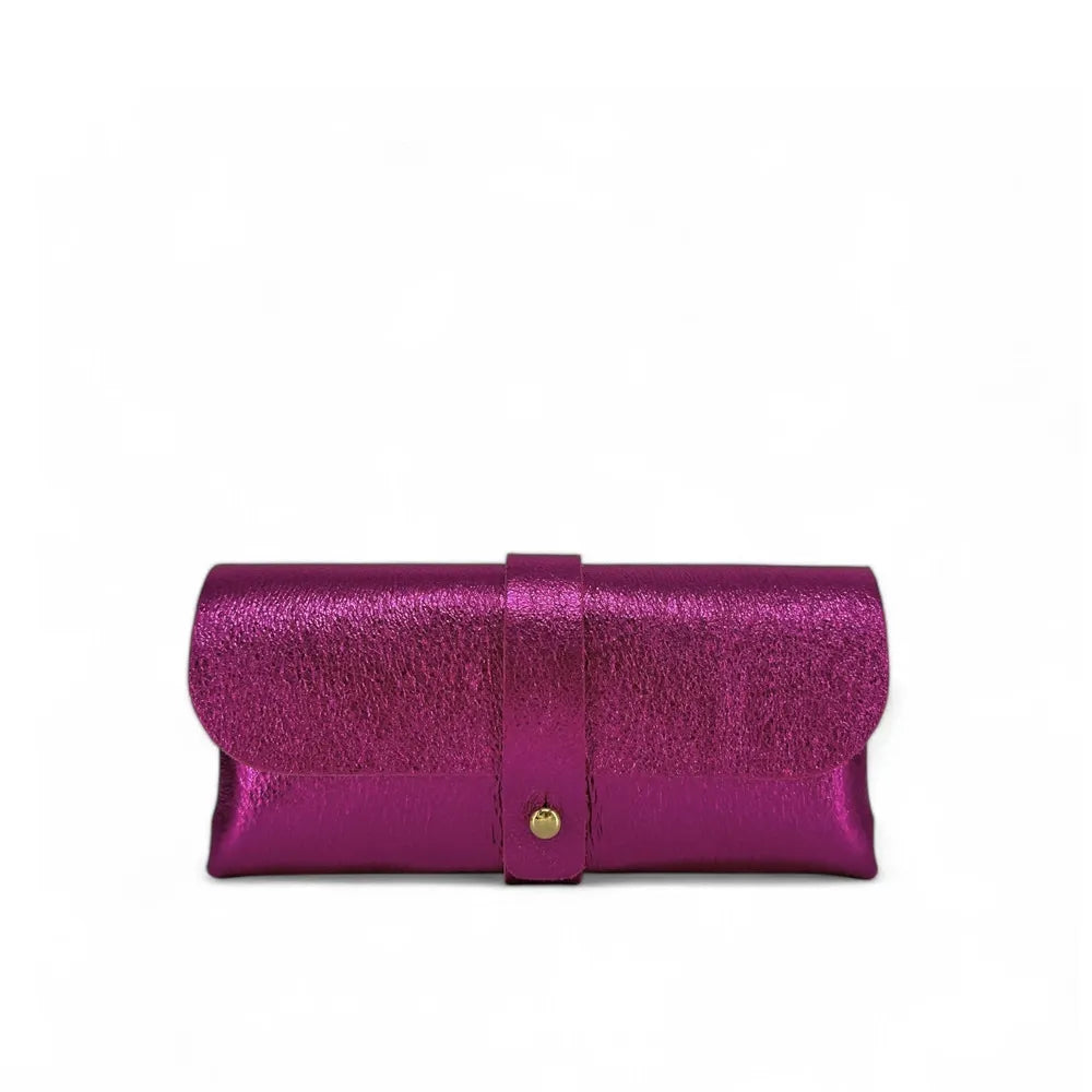 Étui à lunettes en cuir irisé LUMOS Fuchsia irisé