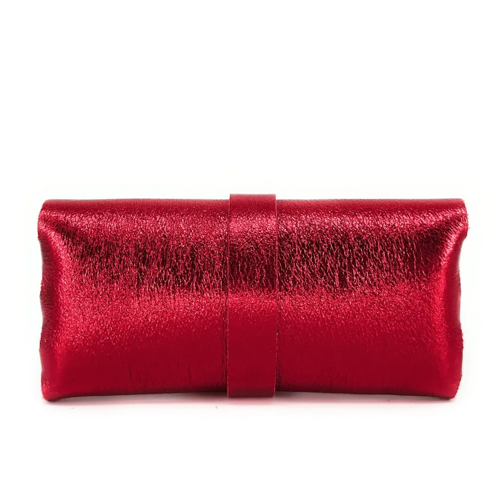 Étui à lunettes en cuir irisé LUMOS Rouge irisé