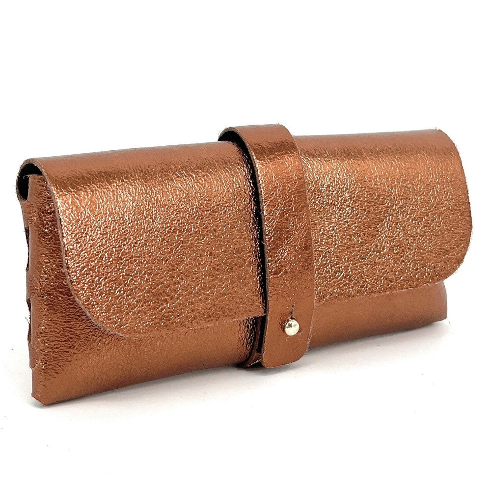 Étui à lunettes en cuir irisé LUMOS Bronze