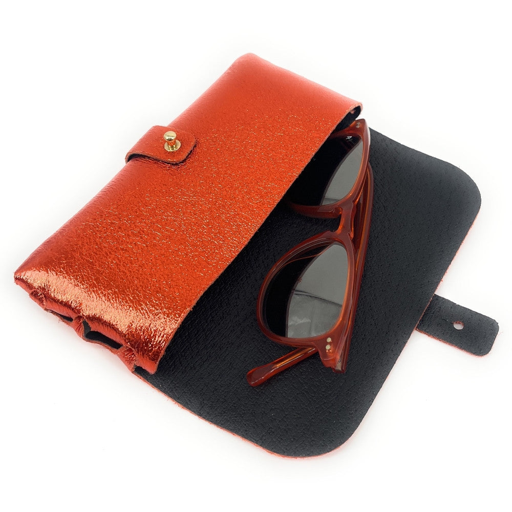 Étui à lunettes en cuir irisé LUMOS Orange