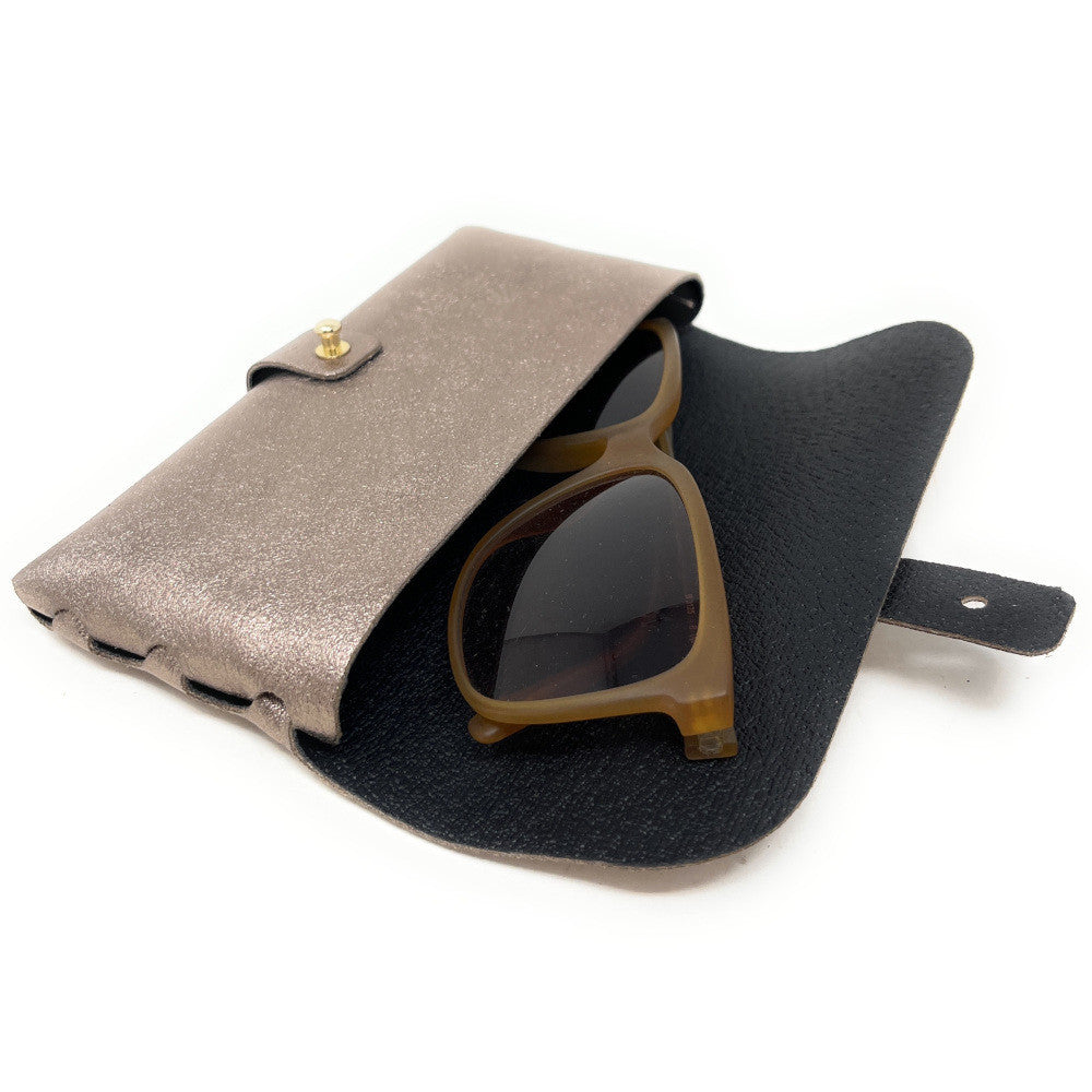 Étui à lunettes en cuir irisé LUMOS Champagne irisé